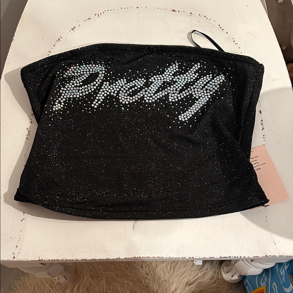 SHEIN Black Glitter Crop Top